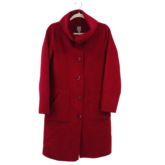 J. Jill Red Burgundy Angora Wool Blend Coat Jacket Size Small Rabbit Hair - Picture 1 of 14